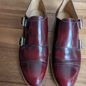 Women's Burgundy Double Monk Strap Shoes